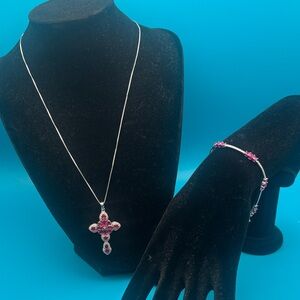 925 Sterling Silver Necklace and bracelet set, bracelet 7” Neckace 10” NWOT